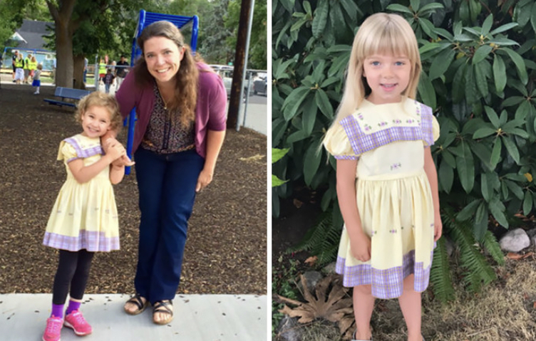 Since 1950, the girls in this family have worn this pretty dress on their first day of kindergarten