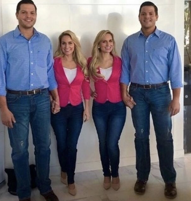 Two families of twins expecting a baby at the same time