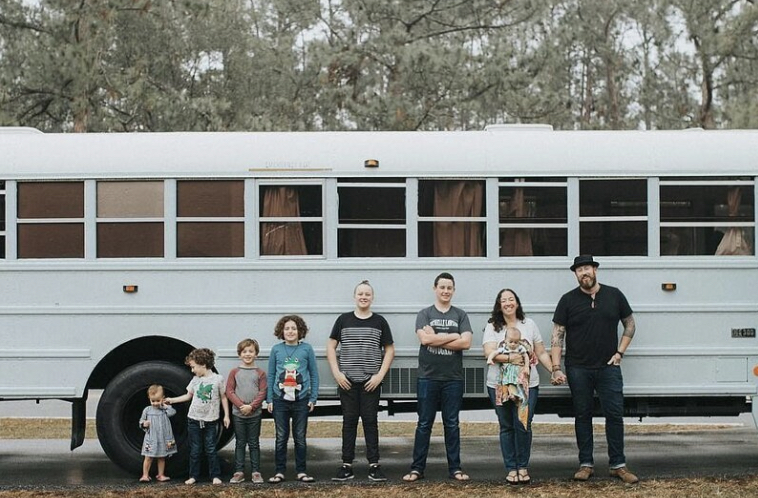A close-knit family travels across America in an old school bus