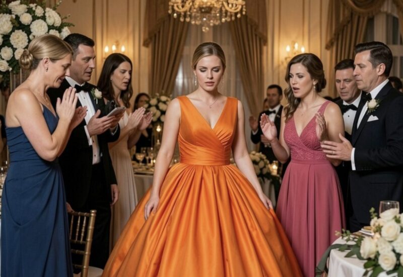 Meine Schwester kleidete alle Brautjungfern in elegantes Lavendel, gab mir aber ein riesiges, leuchtend orangefarbenes Kleid und behauptete, es sei das einzige, das noch übrig sei.