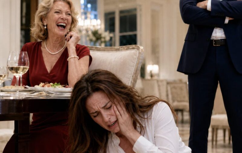 Pendant le dîner, mon mari m'a giflée parce que j'avais oublié de saler la soupe. Sa mère a éclaté de rire. « Sors de chez moi ! »