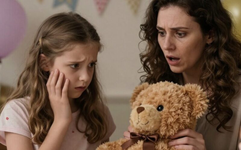 Meine Schwiegereltern haben meiner 6-jährigen Tochter zum Geburtstag einen niedlichen braunen Teddybären geschickt. Sie lächelte einen Moment lang, erstarrte dann plötzlich und fragte: „Mama, was ist das?“